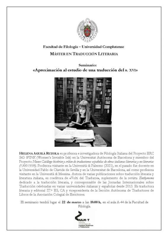 Conferencia / Seminario: «Aproximación al estudio de una traducción del s. XVI» - 1